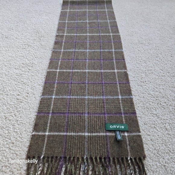 NWOT Orvis Wool Scarf Green Plaid - Picture 6 of 11